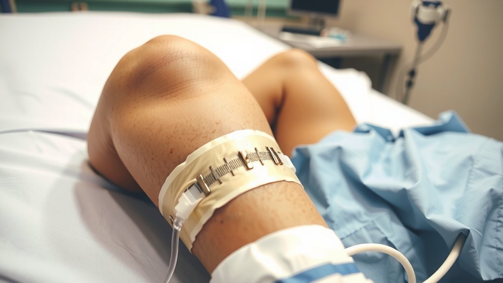 bandaged numb monitored knee